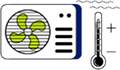 Icon illustrating heat pumps Icon illustrating heat pumps