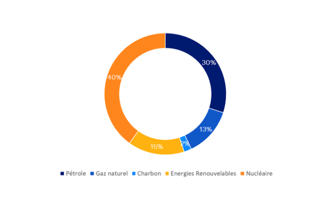Répartition de la consommation d’énergie primaire par énergie en France 