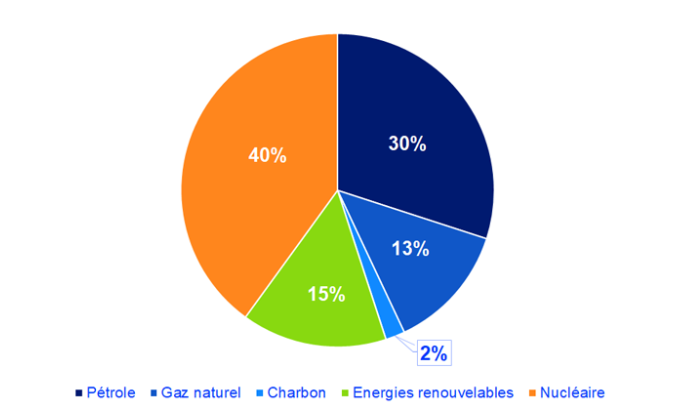 Image illustrant la répartition de la consommation d’énergie primaire par énergie en France 