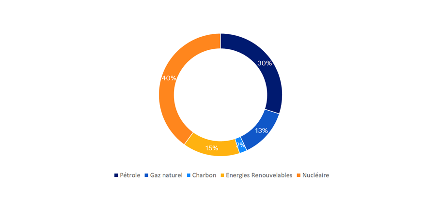 Répartition de la consommation d’énergie primaire par énergie en France